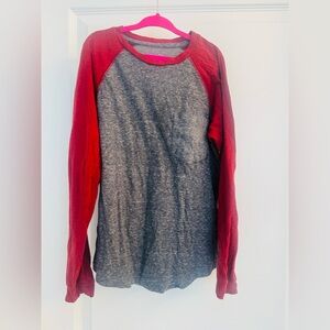 AG Kids Red and Gray baseball style Long Sleeve Shirt- Boys Med